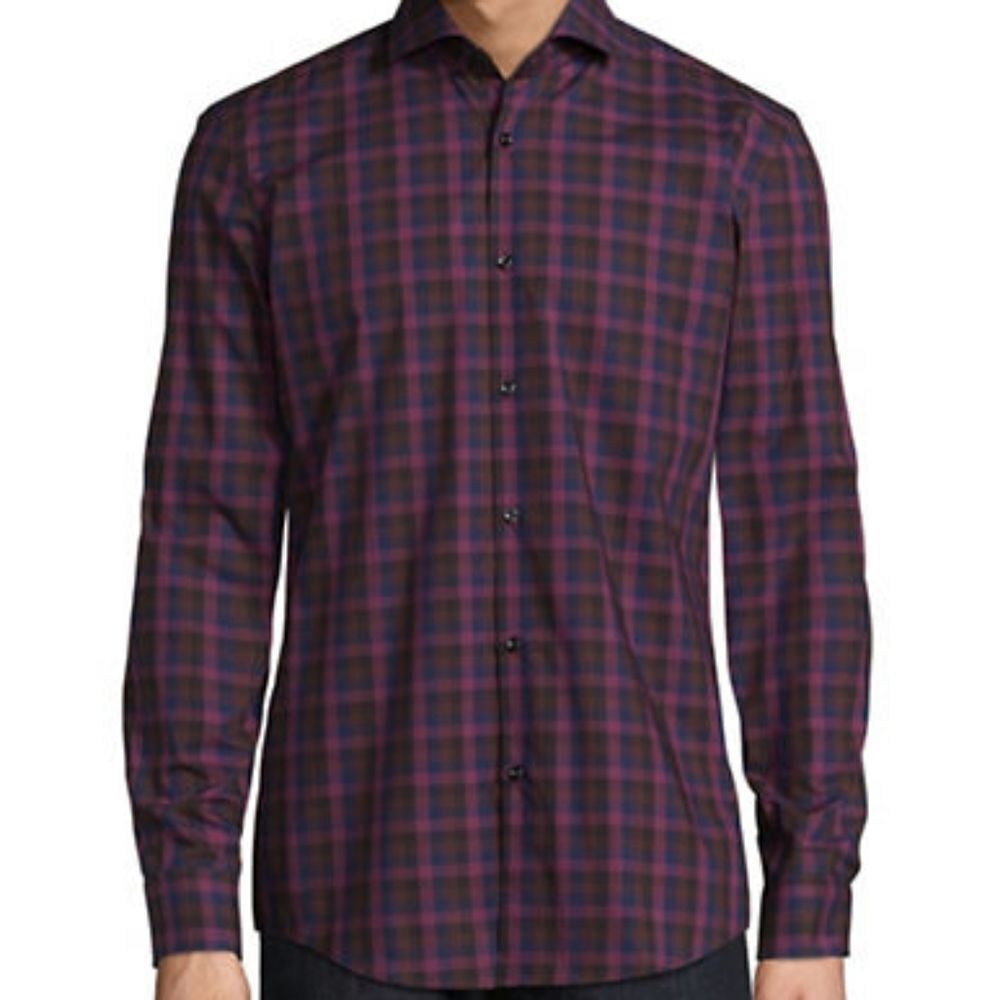Hugo C-Jenno Check Shirt-RED-EU 39/US 15.5